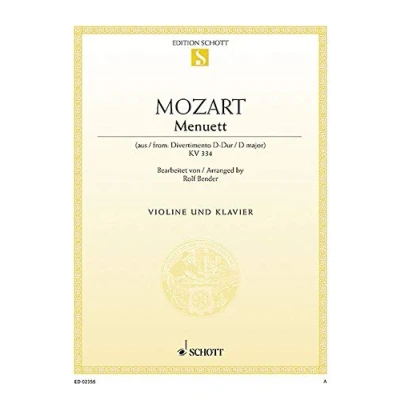 Abbildung von Menuett: aus dem Divertimento D Dur Nr. 17. KV 334. Violine und Klavier.: from in major No. violin and piano. (Edition Schott Einzelausgabe)
