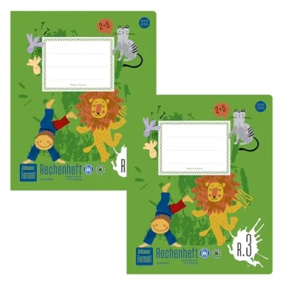 Abbildung von Formati Rechenheft R.3 Quart 20 Blatt kariert, 2 Stück, aus 100% Recyclingpapier, durchdachte Lineatur für schöne Zahlen