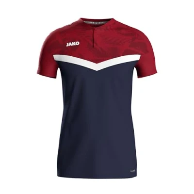 Abbildung von JAKO Iconic Poloshirt Herren &amp; Damen Marine/Chilirot M Atmungsaktives Unisex Freizeit Shirt mit Keep Dry Funktion, 100% recyceltes Polyester