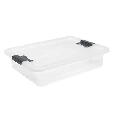 Abbildung von keeeper Aufbewahrungsbox mit Deckel und Schiebeverschluss, 39,5 x 29,5 9,5 cm, 7 l, Cornelia, Transparent