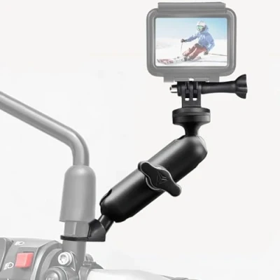 Abbildung von CAMOLO Motorrad Rückspiegelhalterung 360 verstellbar, Aluminium Action Kamera Halterung, stabile Dash Klemme,kompatibel mit Allen Serien GoPro Hero 6/7/8/9,AKASO,SJCAM,DJI Osmo YI und mehr