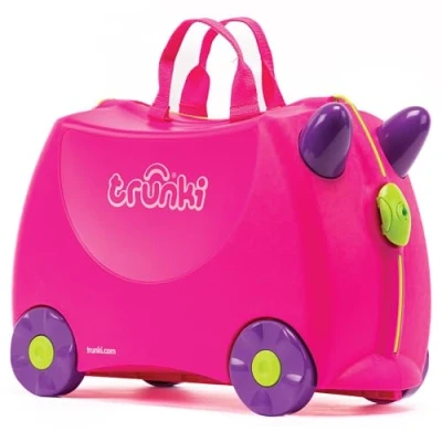 Abbildung von Trunki Handgepäck und Kinderkoffer zum Draufsitzen Kinder Risen Geschenk für Mädchen Jungen Trolley Trixie (Rosa)