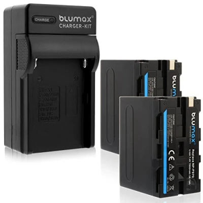 Abbildung von Blumax 2X Akku NP F970 / F960 mit LG Zellen 7850mAh + Ladegerät passend zu Sony F990 F550 F750 FM50 FM500H FM500
