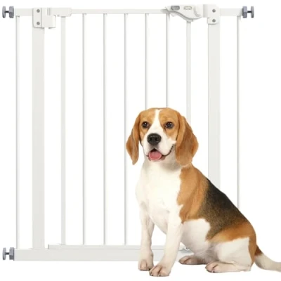 Abbildung von PawHut Hundegitter Schutzgitter für Haustier, inkl. Verlängerung (Absperrgitter, 1 St., Türschutzgitter), Garten, Balkon, Weiß
