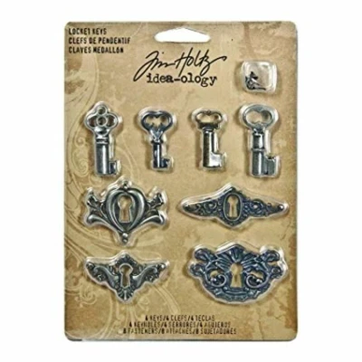 Abbildung von Tim Holtz TH92822 idea ology Locket Keys Embellishments, Pack of 8,, Copper