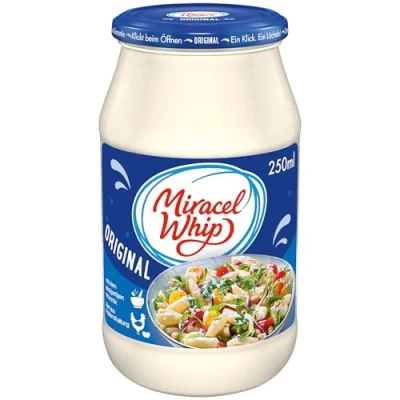 Abbildung von Miracel Whip Original 1 x 250 ml I Salatcreme 23% Fettgehalt Glutenfrei Laktosefrei mit Eiern aus Freilandhaltung für Nudelsalat oder Kartoffelsalat