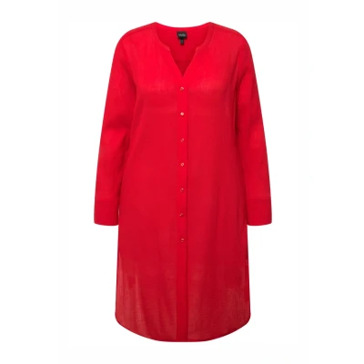 Abbildung von Ulla Popken Sheer Textured Longline Bluse, Damen, Größe: 42/44, Coral
