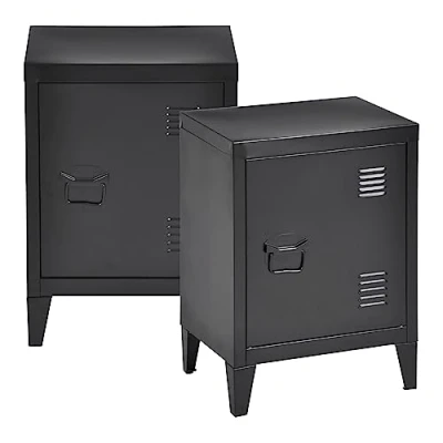 Abbildung von en.casa Nachtschrank (2 St) »Inari« 2er Set Metallschrank Aktenschrank mit einer Tür Schwarz