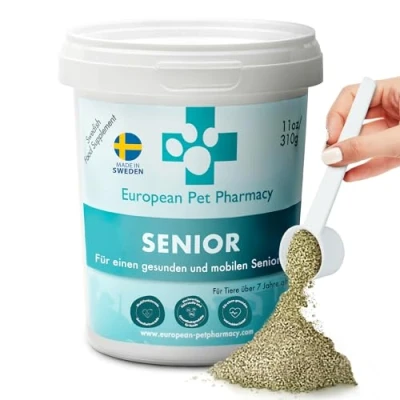Abbildung von European Pet Pharmacy Senior Joint Care Hund Nahrungsergänzungsmittel für Senioren Gelenkskomplex Glucosamine Chondroitin Hunde im Alter von 7+ Jahren, 310 g Pulver