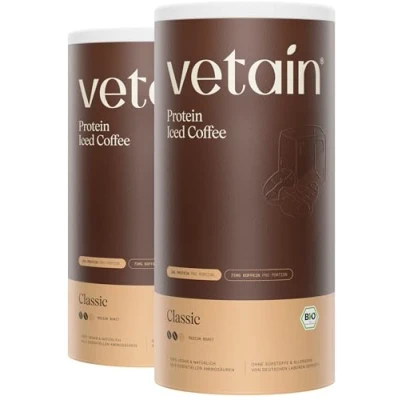 Abbildung von VETAIN Vegan Protein Pulver Eiskaffee 20g pro Portion 1.2kg Eiweißpulver Aus 5 pflanzlichen Proteinquellen Ohne Allergene &amp; Sucralose laborgeprüft produziert in Deutschland