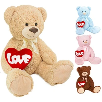 Abbildung von BRUBAKER Kuscheltier XXL Teddybär 100 cm groß mit Love Herz (1 St), großer Teddy Bär, Stofftier Plüschtier Liebe