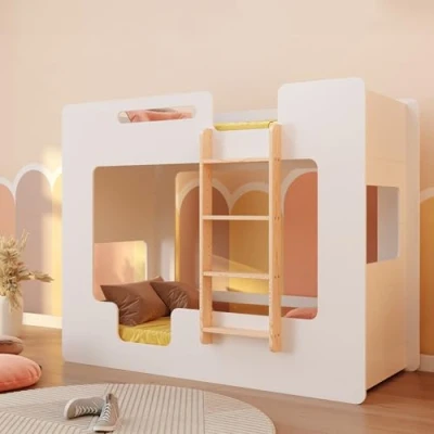 Abbildung von smartwood Etagenbett 70x160 Mimi BP Leiter Rechts Kinderbett mit Lattenrost und Rausfallschutz Hochbett für Jungen Mädchen Montessori Bett Weiß 160x70 cm