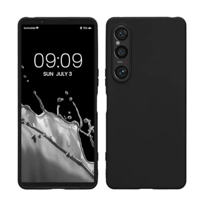 Abbildung von kwmobile Hülle kompatibel mit Sony Xperia 1 VI weiches TPU Silikon Case Cover geeignet für kabelloses Laden Schwarz