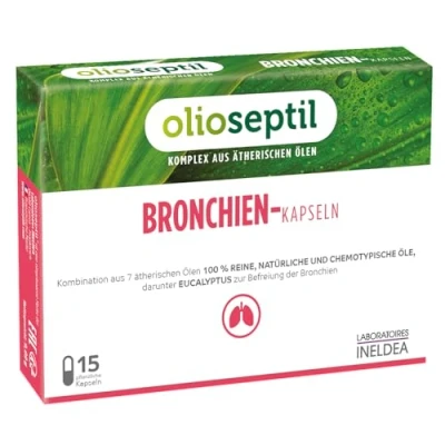 Abbildung von OLIOSEPTIL Bronchien Kapseln Reine und chemotypische ätherische Öle in pflanzlichen L Vcaps Ab 15 Jahren Hilft, die zu befreien Atemwege beruhigen