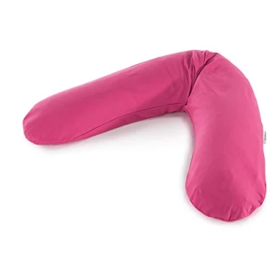 Abbildung von Theraline Das Original Schwangerschafts &amp; Stillkissen gefüllt mit sandfeinen Perlen inkl. Außenbezug „Fuchsia“ 190 cm