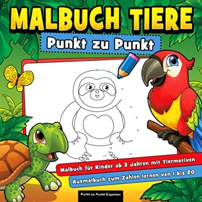 Abbildung von Malbuch Tiere Punkt zu Punkt: für Kinder ab 3 Jahren mit Tiermotiven Ausmalbuch zum Zahlen lernen 1 bis 20