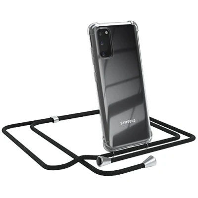 Abbildung von EAZY CASE Handykette kompatibel mit Samsung Galaxy S20 / 5G Handyhülle Umhängeband, Handykordel Schutzhülle, Silikonhülle, Hülle Band, Stylische Kette für Smartphone, Schwarz