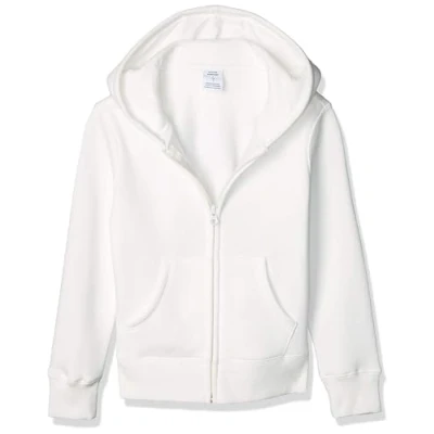 Abbildung von Amazon Essentials Mädchen Fleece Kapuzenpullover mit Reißverschluss, Weiß, 6 7 Jahre