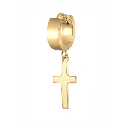 Abbildung von Kuzzoi BOLD Cross Hoops Einzelner Ohrring goldcoloured, Herren, Größe: One Size, Gold coloured