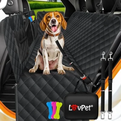 Abbildung von Lovpet Tier Autoschondecke, 2in1 Hundedecke für Auto Rückbank &amp; Kofferraum mit Seitenschutz