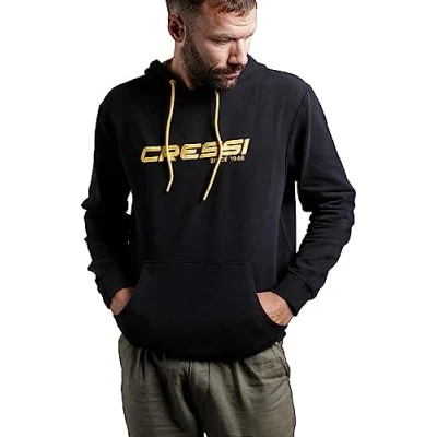 Abbildung von Cressi Hoodie Unisex Sportliches Sweatshirt Kapuze mit Kordelzug, Schwarz/Gelb, Erwachsene