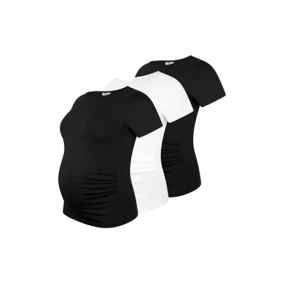 Abbildung von M.M.C. 3ER SET Tshirt basic schwarz weiß, Damen, Größe: Large, weiß