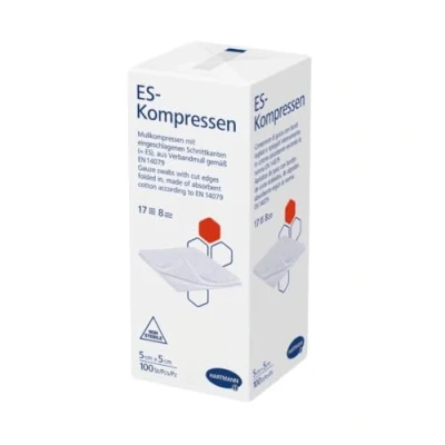 Abbildung von Es kompressen Unsteril 5x5 cm 8fach 100 St