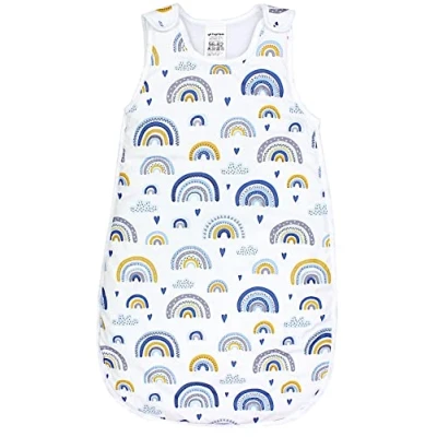 Abbildung von TupTam Ganzjahres Schlafsack OEKO TEX zertifizierte Materialien 2.5 TOG Seitlicher Reißverschluss Ärmellos, Farbe: Regenbogen/Blau, Größe: 80 86