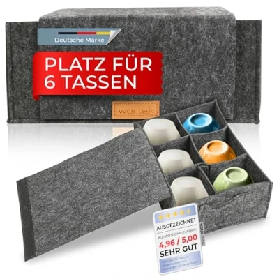 Abbildung von wortek Organizer Tassenhalter Filz, für 6 Tassen, Camping Zubehör (Set, 1 St), Filztasche Tassen / Gläser
