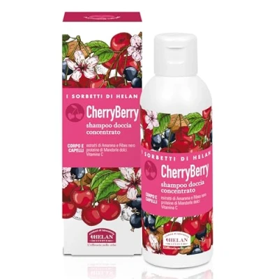 Abbildung von Helan I Sorbetti CherryBerry Shampoo und Duschgel für Damen Herren, Konzentrat mit Vitamin C, süßen Mandeln schwarzen Johannisbeeren, Körper Haar natürlichen
