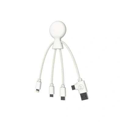 Abbildung von Xoopar Multi USB Kabel Mr Bio Smart NFC 4 in 1 Umweltfreundliches Weiß Universelles Ladegerät für Smartphone Apple iPhone Samsung Google Huawey Xiaomi OnePlus LG Kindle