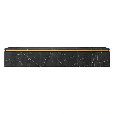 Abbildung von Selsey SENEY TV Lowboard schwarzer Marmor + goldener Einsatz 175 cm