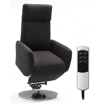 Abbildung von Cavadore TV Sessel Cobra mit 2 E Motoren und Aufstehhilfe / Elektrisch verstellbarer Fernsehsessel Fernbedienung Relaxfunktion, Liegefunktion bis 130 kg L: 71 x 112 82 grau