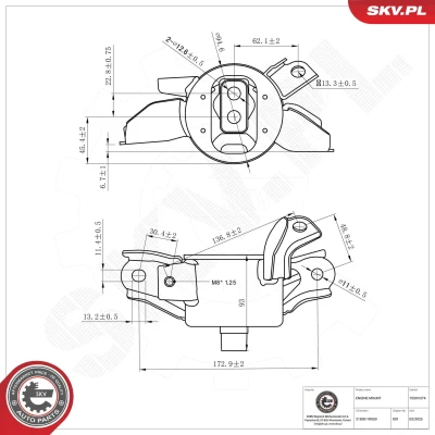 Abbildung von ESEN SKV 75SKV274 Motorlager links Gummimetalllager Gummi 93mm KIA: RIO 3, HYUNDAI: ACCENT 3