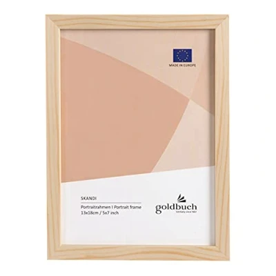 Abbildung von goldbuch Bilderrahmen Skandi 13x18 cm, Einzelrahmen aus Echt Holz, Portraitrahmen zum Stellen, Holzrahmen mit Wandhalterung, Foto Rahmen, Frame Natur