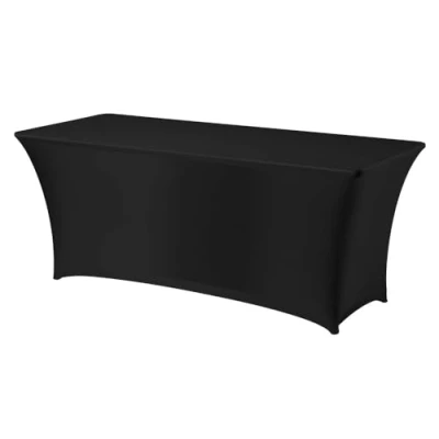 Abbildung von HENDI Tischhusse Symposium, Rechteckig, Stoff: Easy Jersey 180 g/m², 90% Mikropolyester / 10% Elastan, Kein Bügeln nötig, für Buffetisch 810934 810521 810538, 1200x760x(H)730mm, Schwarz
