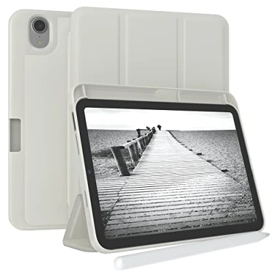 Abbildung von EAZY Case Schutzhülle mit Stifthalter für iPad Mini 6. Generation 2021 8.3 Zoll Hülle Stifthalterung Tablet Cover Touchpen Smartcase aufstellbar Klappcase Auto Sleep Wake Up Etui Grau