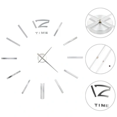 Abbildung von vidaXL Wanduhr 3D Modernes Design 100 cm XXL Silbern