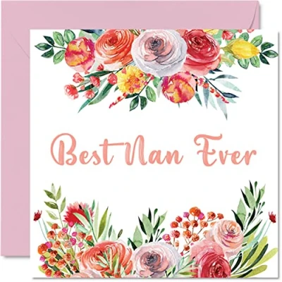Abbildung von Stuff4 Geburtstagskarten Großmutter Aufschrift Best Nan Ever schöne Geburtstagskarte von Enkelin Enkelsohn Geburtstagsgeschenke 145 mm x Muttertagsgrußkarten Oma Nanny Nannie