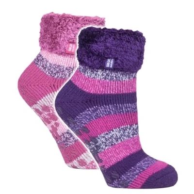 Abbildung von HEAT HOLDERS Damen 2 Paar Kuschelsocken Dicke Weich Flauschig Haussocken Warme Thermo Bettsocken mit Noppen (37 42, HHL19 / HHL20)