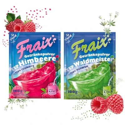 Abbildung von FRAIX Getränkpulver Himbeere + Waldmeister (50er KOMBIPACK) (je 25 x 100g) fruchtig &amp; erfrischend mit Vitamin C