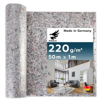 Abbildung von AQUILA Profi Malervlies 50m x 1m, 220 g/m², Kein Durchsickern, hochwertiges Abdeckvlies zum Streichen, Schutz für Böden &amp; Möbel, rutsch reißfest, Made in Germany