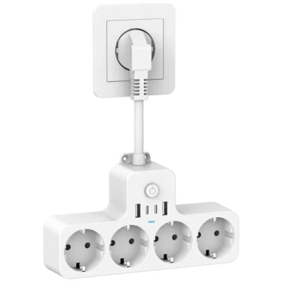 Abbildung von HANYEAL Eegetas Steckdosenleiste, flach, 4000 W, Mehrfachstecker, 3 USB, 1 Typ C und Schalter, USB Ladegerät für Büro, Küche Zimmer