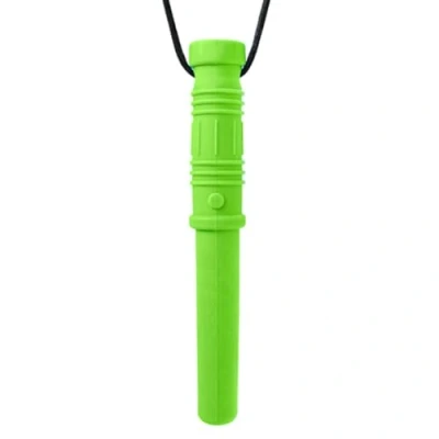 Abbildung von ARK Kauhalskette Lichtschwert Kauhilfe für Kinder &amp; Erwachsene Silikon Kette orale Stimulation Star Wars Design BPA frei in 3 Härtegraden Farben 10 cm (grün, mittel)