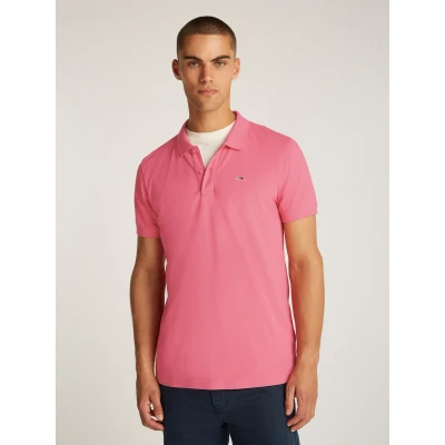 Abbildung von Tommy Jeans Herren Poloshirt Kurzarm Placket Slim Fit, Rosa (Preppy Pink), L