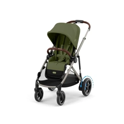 Abbildung von CYBEX Gold Kinderwagen E GAZELLE S, Ab Geburt bis ca. 4 Jahre, Max. 22 kg (Single Modus) / 2x (Duo Modus), All in 1 System mit Antrieb und 20+ Konfigurationen, Moss Green