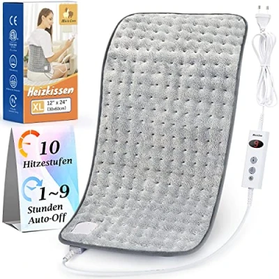 Abbildung von Mia&amp;Coco Heizkissen mit Abschaltautomatik 1,5 Stunden für Rücken Nacken Schulter Elektrisch Wärmekissen 10 Stufen Temperaturstufen Schnell Heiztechnik, 30x60cm Komfort Grau
