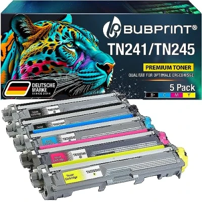 Abbildung von Bubprint TN241 TN245 5 Toner kompatibel als Ersatz für Brother TN 241 245 MFC 9332CDW DCP 9022CDW 9142CDN 9020CDW HL 3142CW 3150CDW 9342CDW 9017CDW 3152CDW 9140CDN