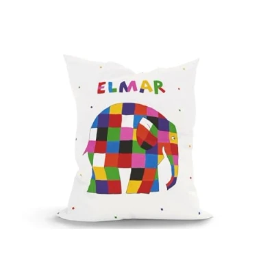 Abbildung von Green Bean Kinder Sitzsack Elmar Elefant 100x135cm mit 270 Liter hochwertiger EPS Perlen Füllung und waschbarem Motiv Wechsel Bezug aus 100% Baumwoll Riesensitzsack Bag Sitzkissen
