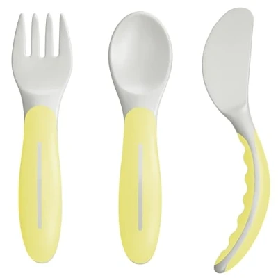 Abbildung von MAM Baby&#039;s Cutlery ZEDMM331N, Besteck Set mit Gabel, Löffel und Messer, 6 Monate, Gelb